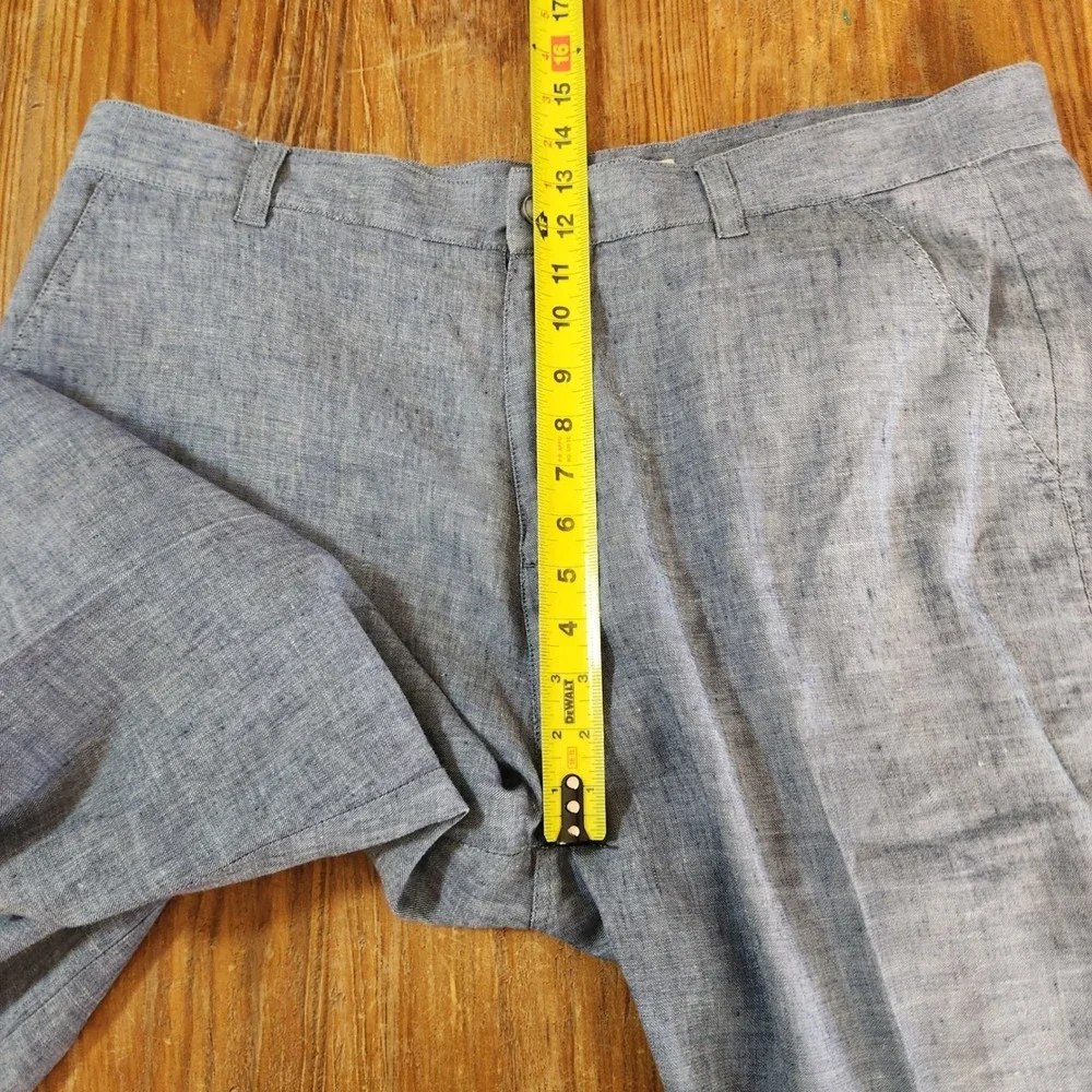 Territory Ahead Men's Sz 40x33 Blue Chambray Linen‎ Spandex Flat Front Chinos